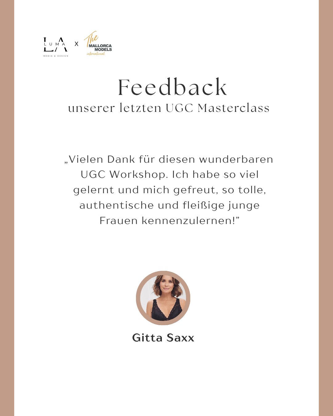 Feedback from a participant of the UGC Masterclass