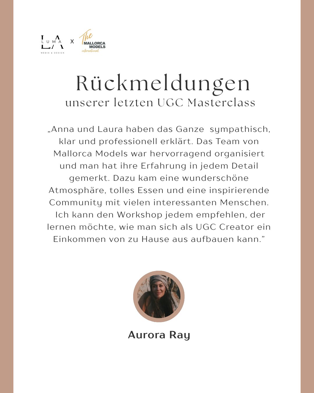 Feedback from a participant of the UGC Masterclass