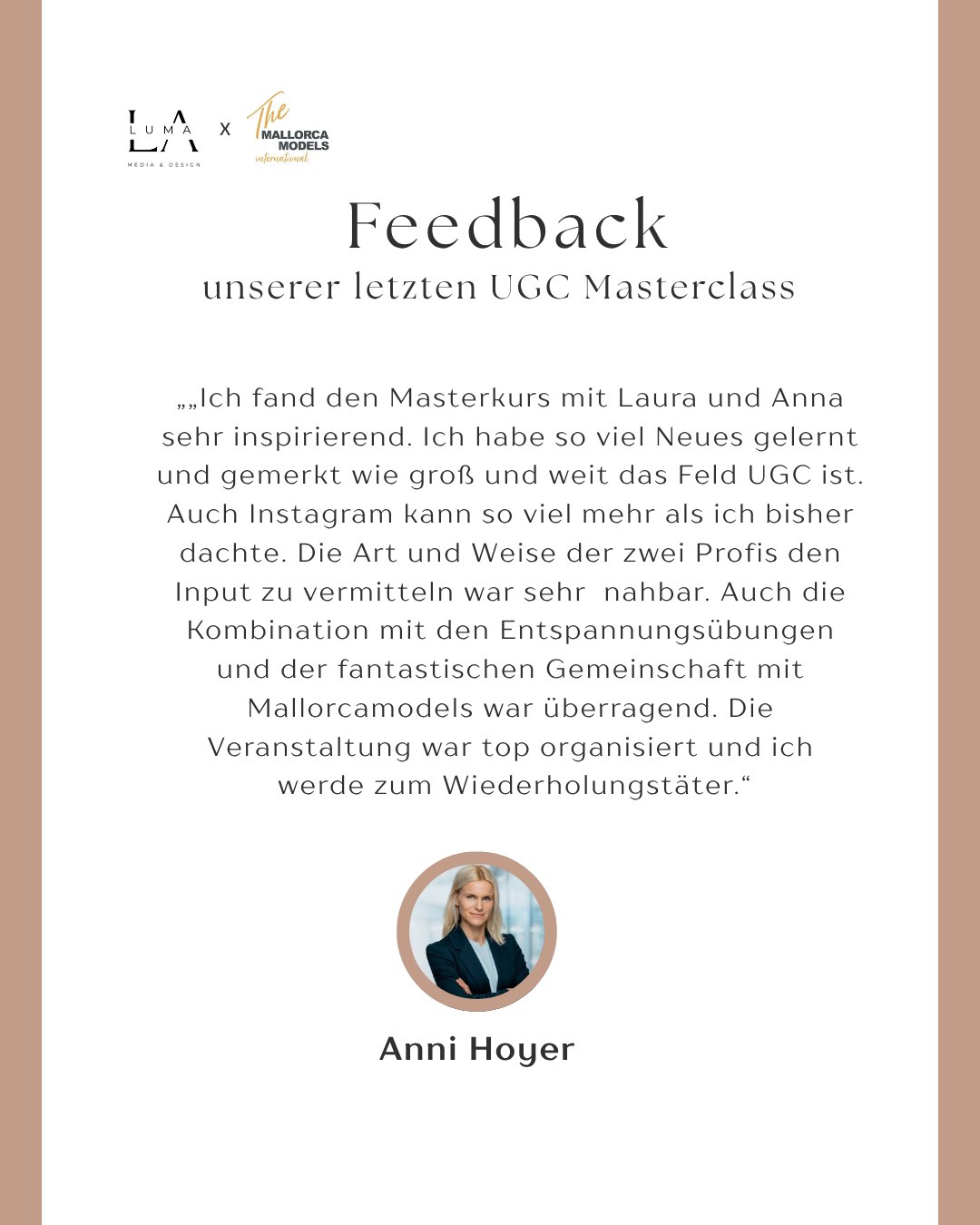 Feedback from a participant of the UGC Masterclass
